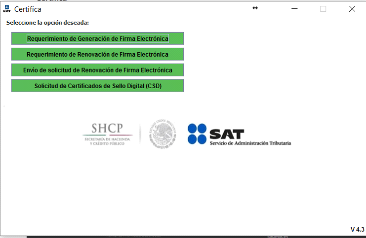 menu de la aplicacion Certifica seleccionar Solicitud de Certificados Digitales