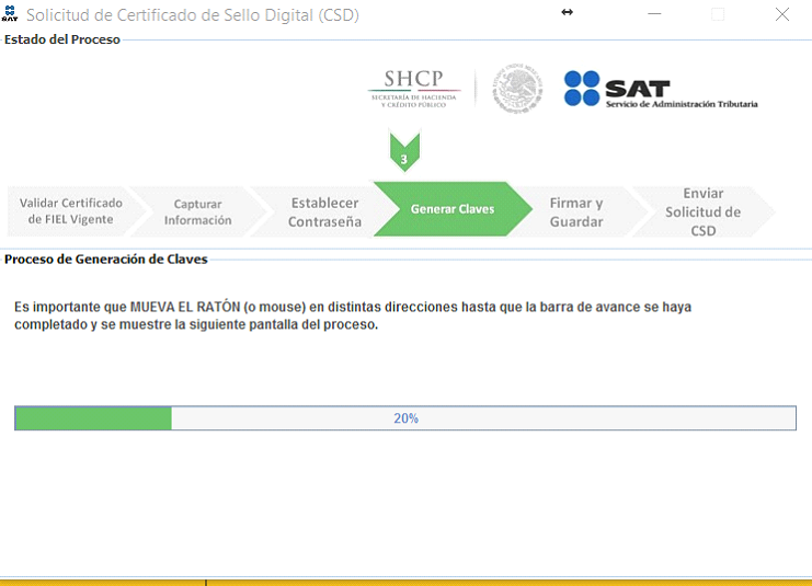 proceso de generacion de claves  Solicitud de sello digital (CSD)